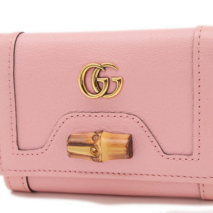 ダイアナ バンブー コンパクトウォレット 三つ折り財布 レザー ピンク 658633 三つ折り財布