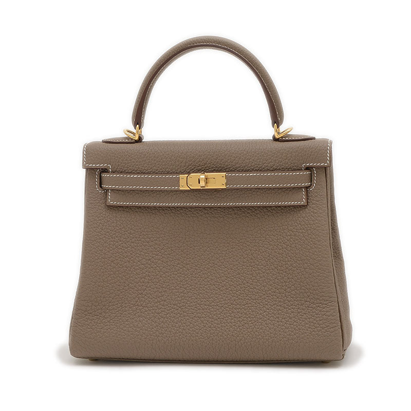 ケリー25 内縫い トゴ エトゥープ ゴールド金具 W刻印 ハンドバッグ