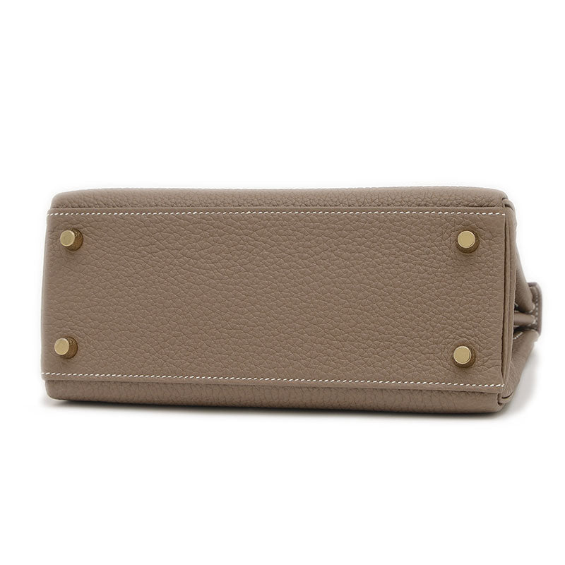 ケリー25 内縫い トゴ エトゥープ ゴールド金具 W刻印 ハンドバッグ