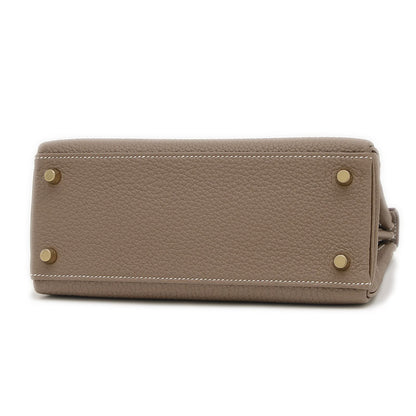 ケリー25 内縫い トゴ エトゥープ ゴールド金具 W刻印 ハンドバッグ