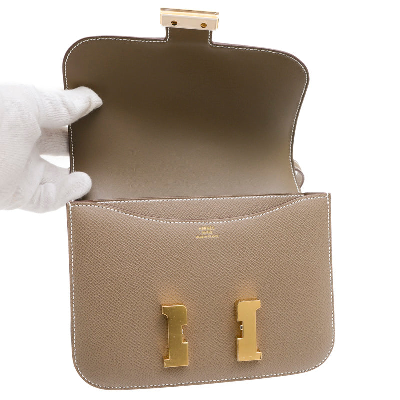 コンスタンス ミニ 18 ミロワール エプソン エトゥープ ゴールド金具 W刻印 ショルダーバッグ