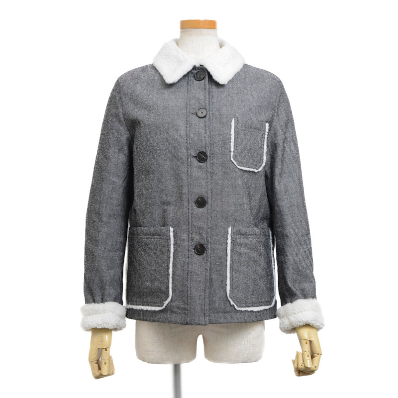 ボアジャケット コットン混 ブラック レディース 36サイズ テーラードジャケット