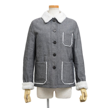 ボアジャケット コットン混 ブラック レディース 36サイズ テーラードジャケット