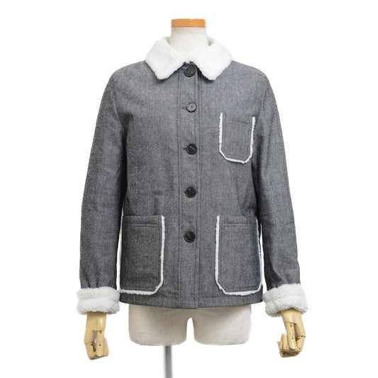 ボアジャケット コットン混 ブラック レディース 36サイズ テーラードジャケット