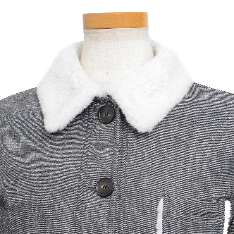 ボアジャケット コットン混 ブラック レディース 36サイズ テーラードジャケット