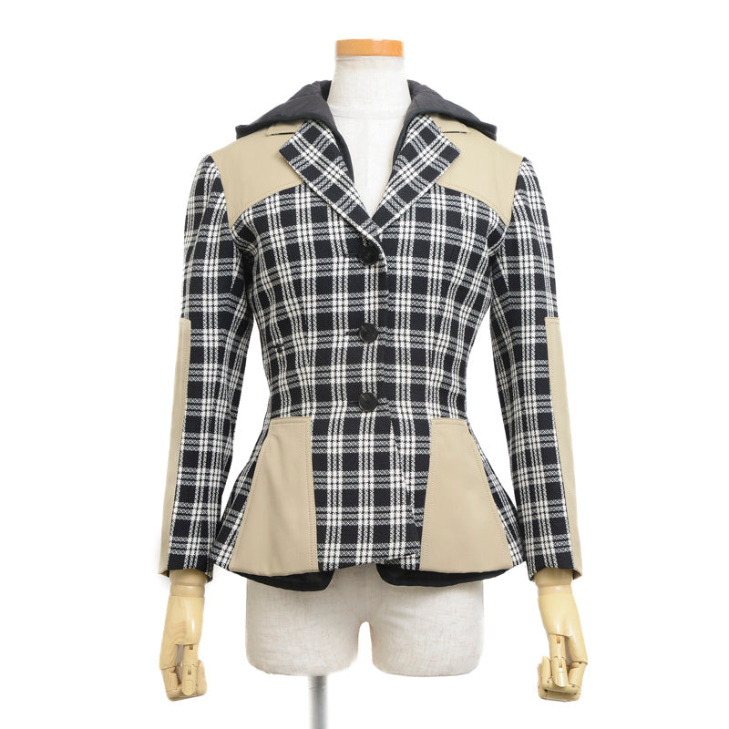 2IN1 ジャケット ウール ブラック/ベージュ レディース 34サイズ テーラードジャケット