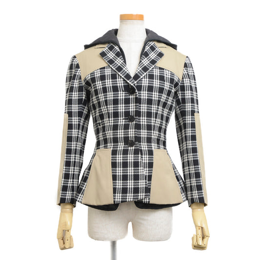 2IN1 ジャケット ウール ブラック/ベージュ レディース 34サイズ テーラードジャケット