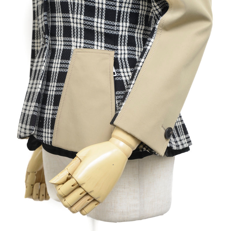 2IN1 ジャケット ウール ブラック/ベージュ レディース 34サイズ テーラードジャケット