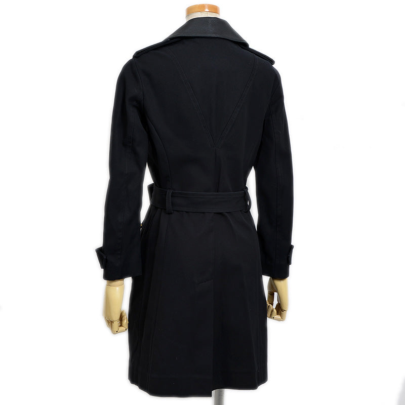 コート コットン/ラムレザー ブラック 34サイズ トレンチコート