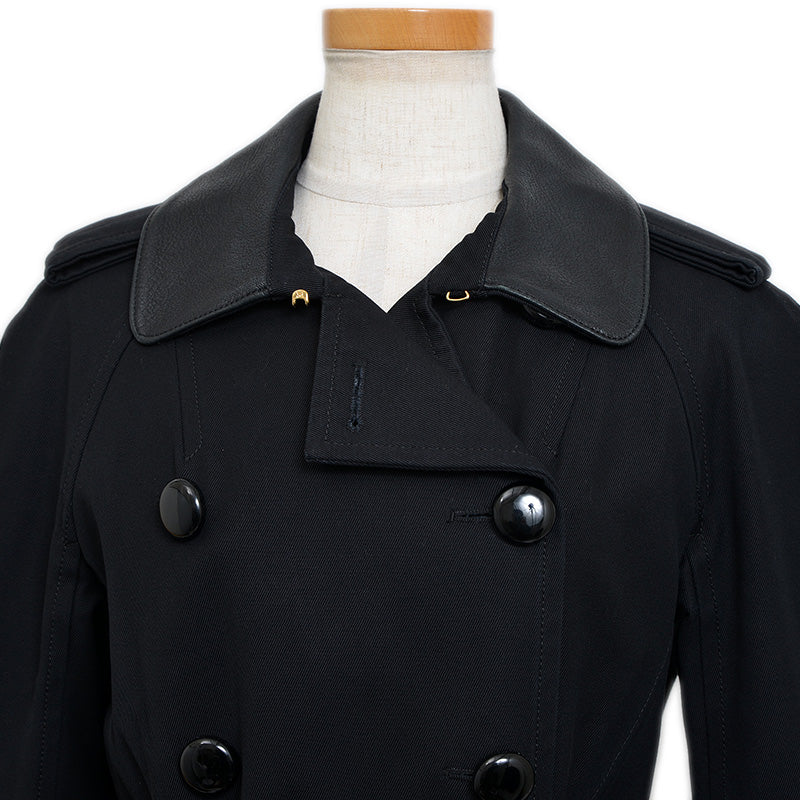 コート コットン/ラムレザー ブラック 34サイズ トレンチコート