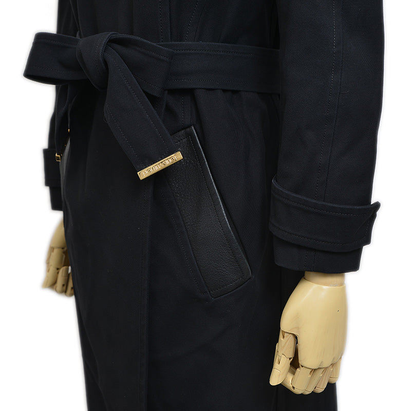 コート コットン/ラムレザー ブラック 34サイズ トレンチコート