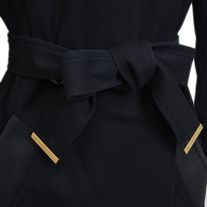 コート コットン/ラムレザー ブラック 34サイズ トレンチコート