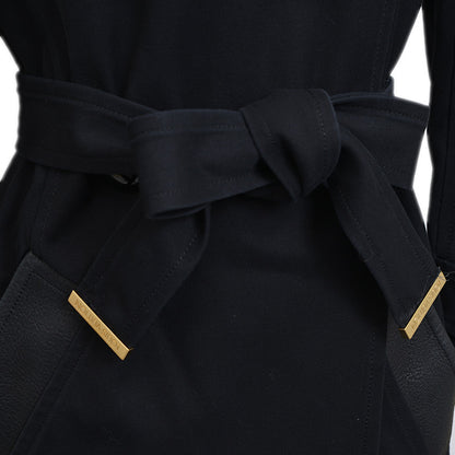 コート コットン/ラムレザー ブラック 34サイズ トレンチコート