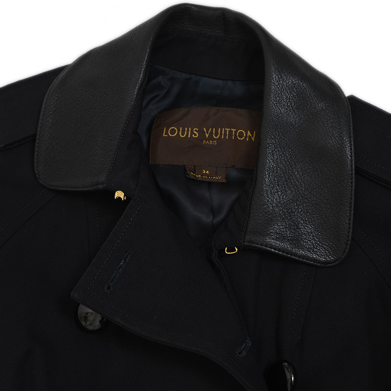 コート コットン/ラムレザー ブラック 34サイズ トレンチコート