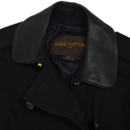 コート コットン/ラムレザー ブラック 34サイズ トレンチコート