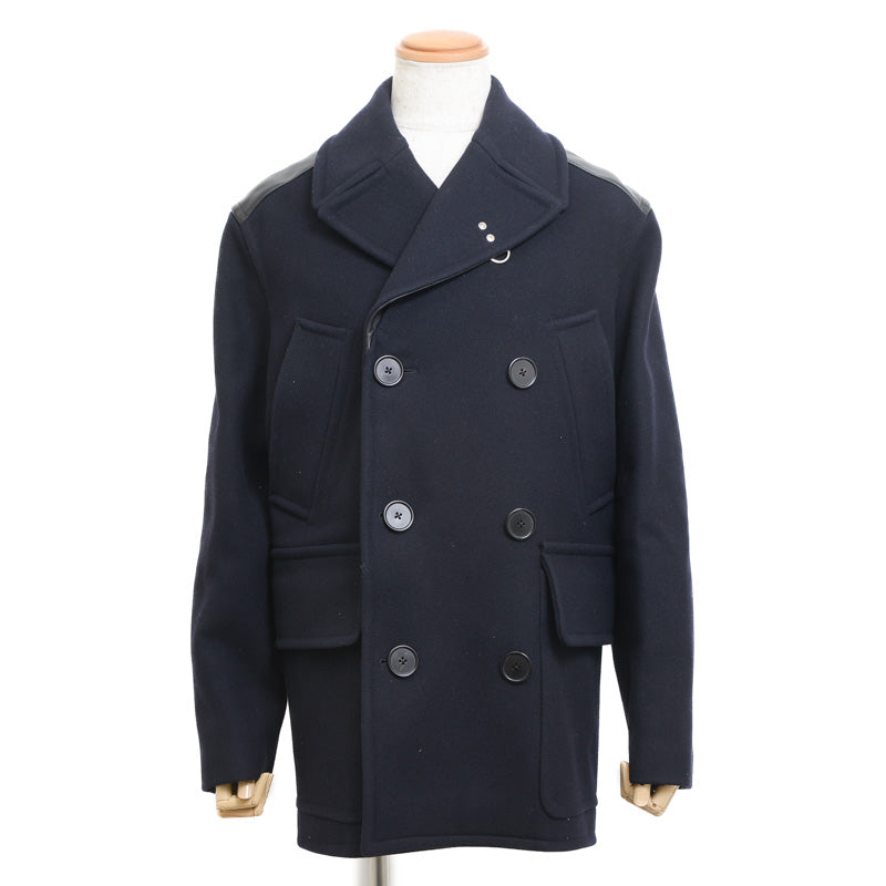 ピーコート ウール/レザー ブラック/ネイビー メンズ 48サイズ ピーコート