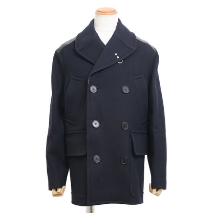 ピーコート ウール/レザー ブラック/ネイビー メンズ 48サイズ ピーコート