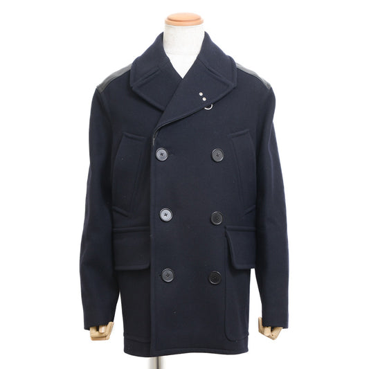 ピーコート ウール/レザー ブラック/ネイビー メンズ 48サイズ ピーコート