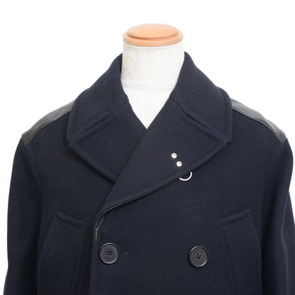ピーコート ウール/レザー ブラック/ネイビー メンズ 48サイズ ピーコート