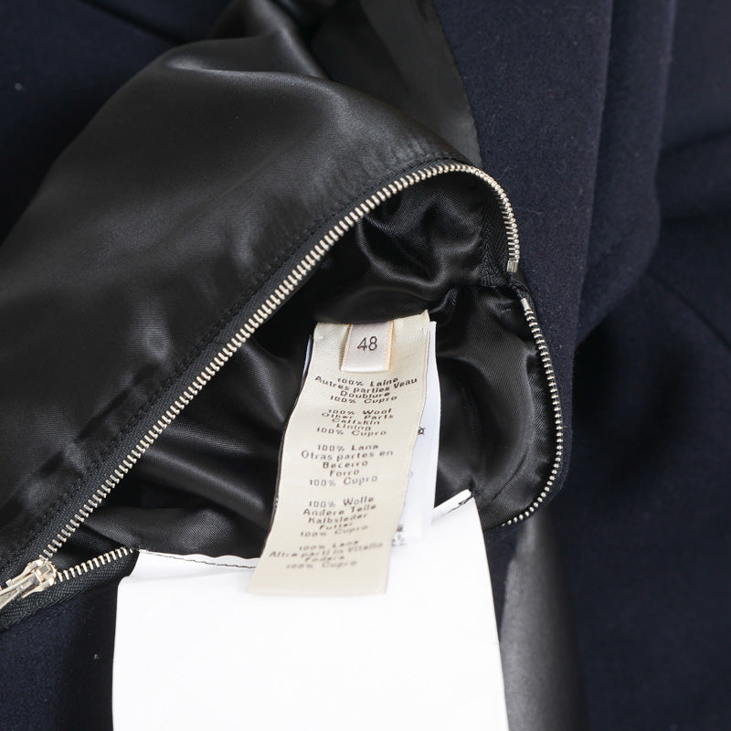 ピーコート ウール/レザー ブラック/ネイビー メンズ 48サイズ ピーコート