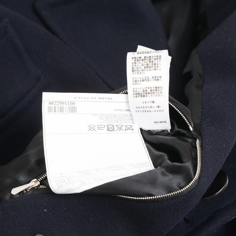 ピーコート ウール/レザー ブラック/ネイビー メンズ 48サイズ ピーコート