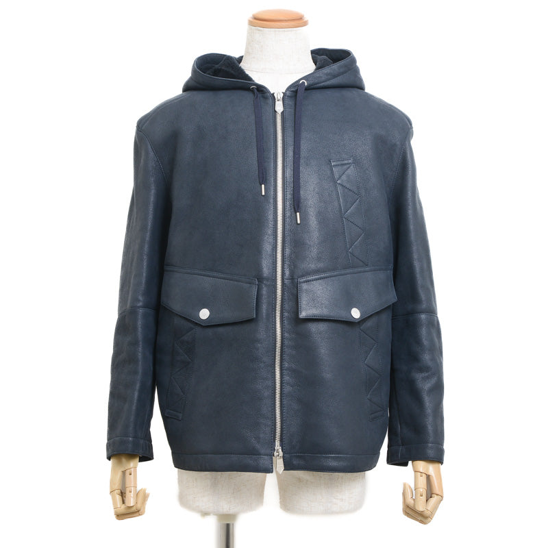 レザージャケット ラムレザー ネイビー メンズ 48サイズ ジャケット