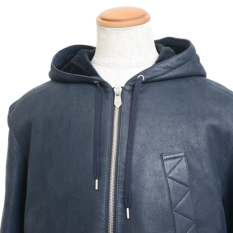 レザージャケット ラムレザー ネイビー メンズ 48サイズ ジャケット