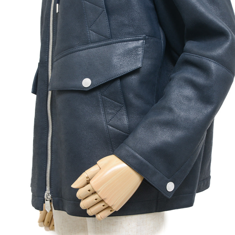 レザージャケット ラムレザー ネイビー メンズ 48サイズ ジャケット