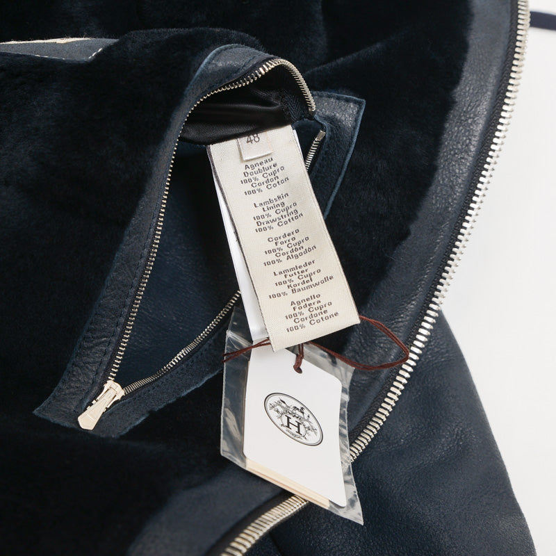 レザージャケット ラムレザー ネイビー メンズ 48サイズ ジャケット