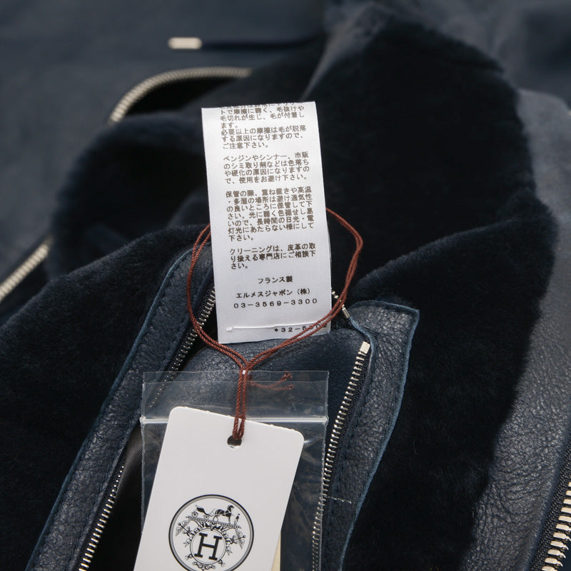 レザージャケット ラムレザー ネイビー メンズ 48サイズ ジャケット