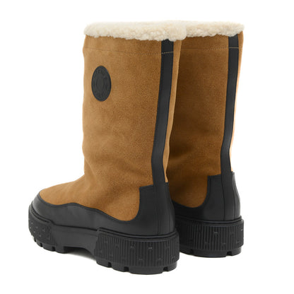 ボアブーツ スエード ムートン キャメル/ブラック メンズ #41 ブーツ