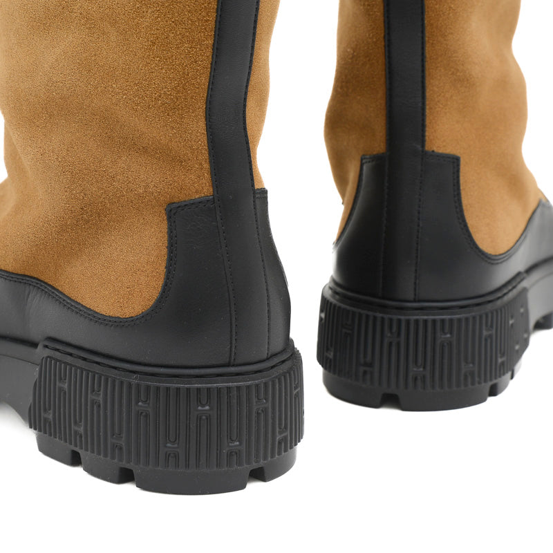 ボアブーツ スエード ムートン キャメル/ブラック メンズ #41 ブーツ