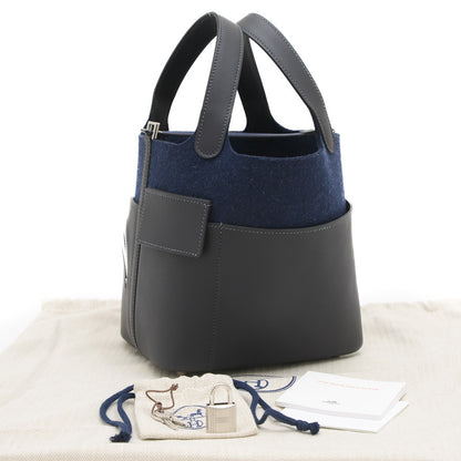 ピコタンロック PM 18 ゴーチーム フェルト/スイフト ブルーニュイ シルバー金具 W刻印 ハンドバッグ