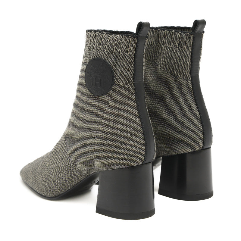 ヴォルヴェール ショートブーツ ニット/レザー グレー レディース 35サイズ ブーツ