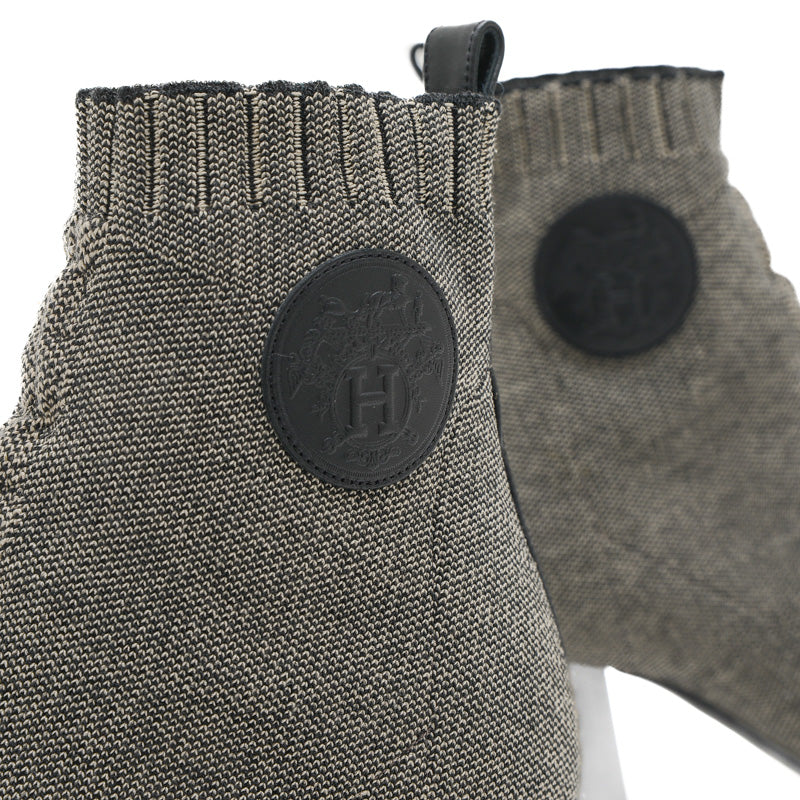 ヴォルヴェール ショートブーツ ニット/レザー グレー レディース 35サイズ ブーツ