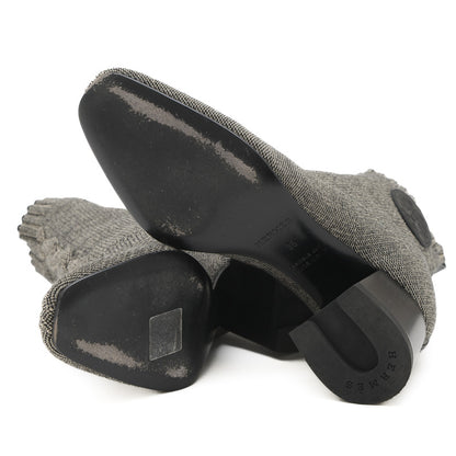 ヴォルヴェール ショートブーツ ニット/レザー グレー レディース 35サイズ ブーツ