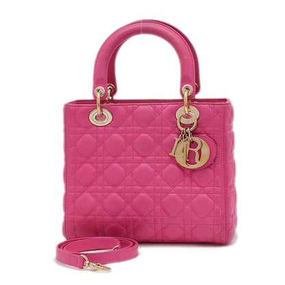 レディディオール カナージュ 2WAY バッグ ミディアム ラムスキン ピンク系 ハンドバッグ