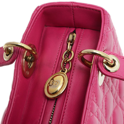 レディディオール カナージュ 2WAY バッグ ミディアム ラムスキン ピンク系 ハンドバッグ