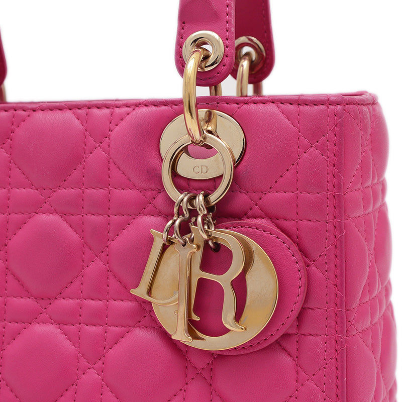 レディディオール カナージュ 2WAY バッグ ミディアム ラムスキン ピンク系 ハンドバッグ