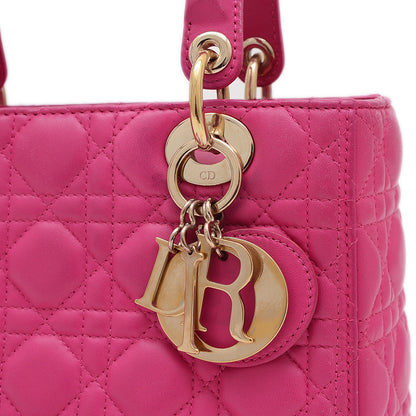 レディディオール カナージュ 2WAY バッグ ミディアム ラムスキン ピンク系 ハンドバッグ