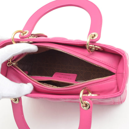 レディディオール カナージュ 2WAY バッグ ミディアム ラムスキン ピンク系 ハンドバッグ