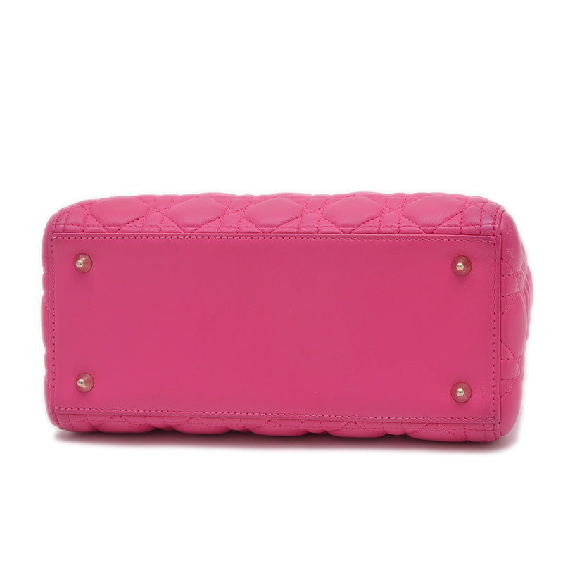 レディディオール カナージュ 2WAY バッグ ミディアム ラムスキン ピンク系 ハンドバッグ