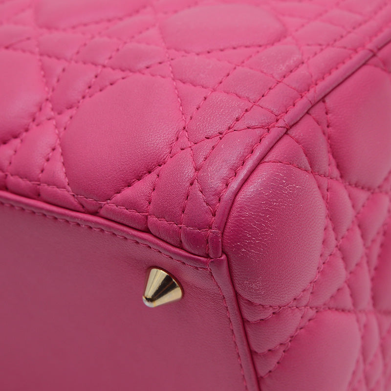 レディディオール カナージュ 2WAY バッグ ミディアム ラムスキン ピンク系 ハンドバッグ