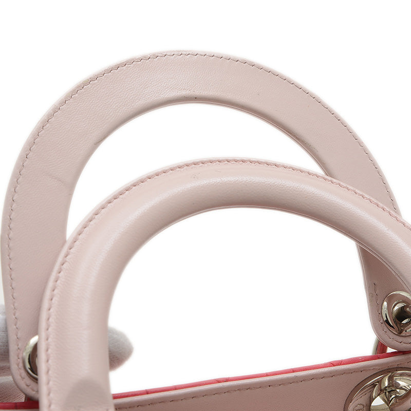 レディディオール カナージュ 2WAY ピンク/グレー トリコロール ハンドバッグ