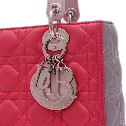 レディディオール カナージュ 2WAY ピンク/グレー トリコロール ハンドバッグ