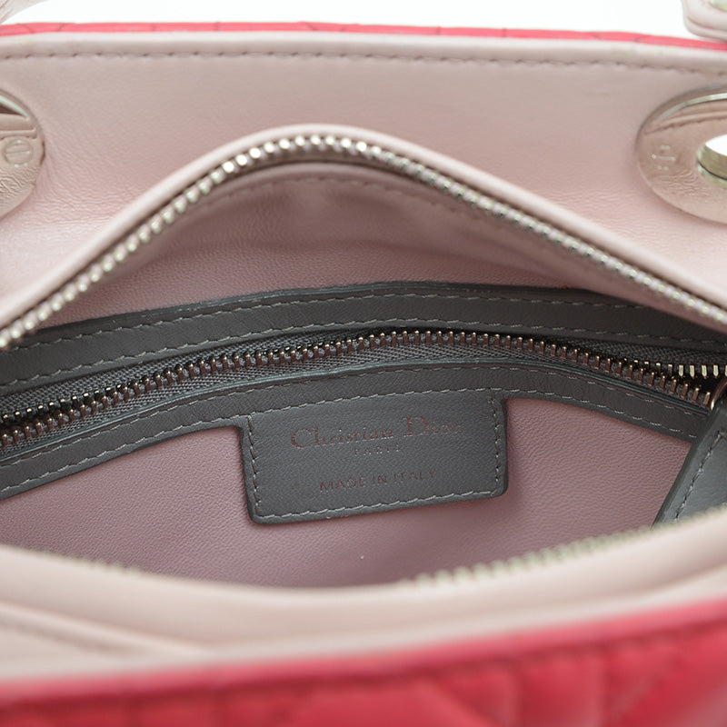 レディディオール カナージュ 2WAY ピンク/グレー トリコロール ハンドバッグ