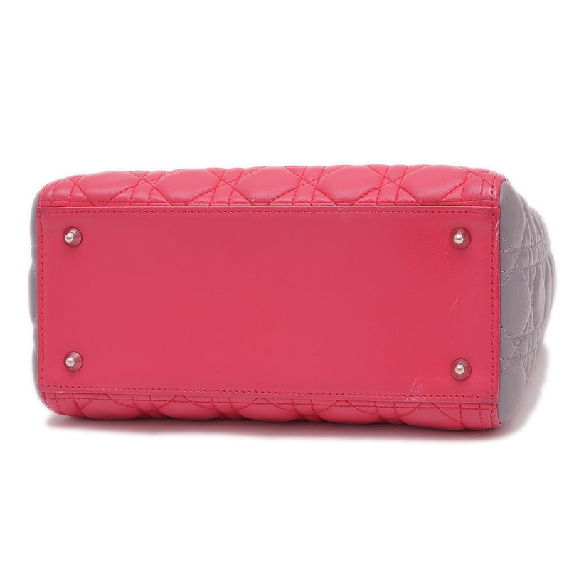 レディディオール カナージュ 2WAY ピンク/グレー トリコロール ハンドバッグ