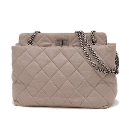 2.55 ラージ チェーンショルダーバッグ ヴィンテージカーフ グレー シルバー金具 ショルダーバッグ