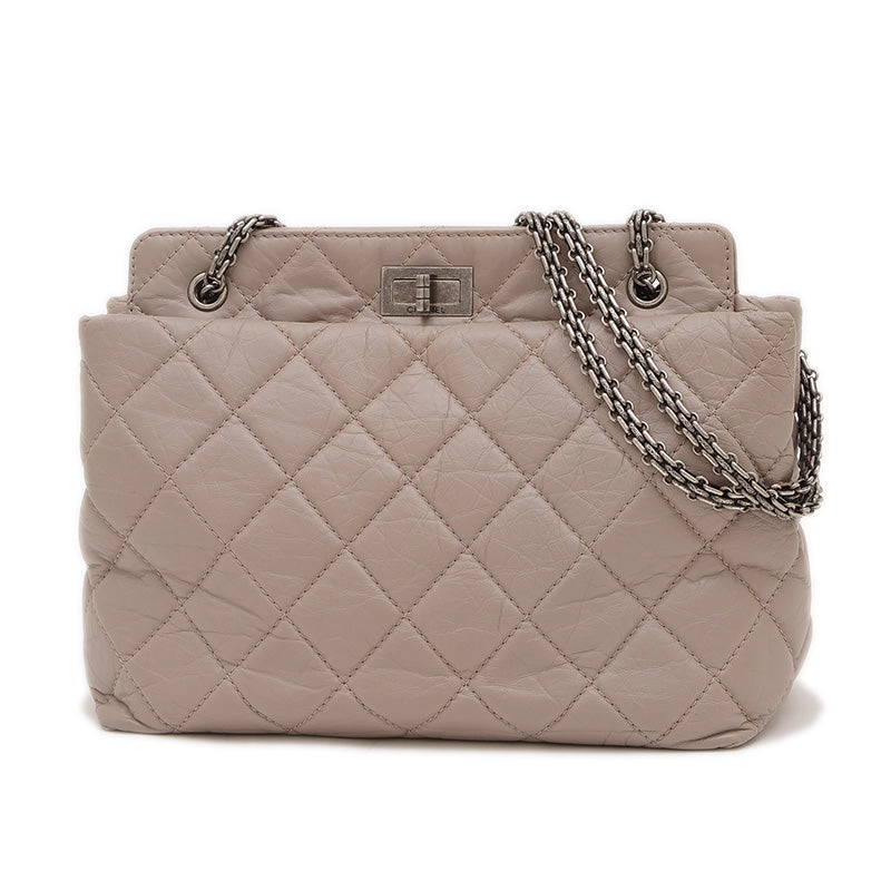 2.55 ラージ チェーンショルダーバッグ ヴィンテージカーフ グレー シルバー金具 ショルダーバッグ