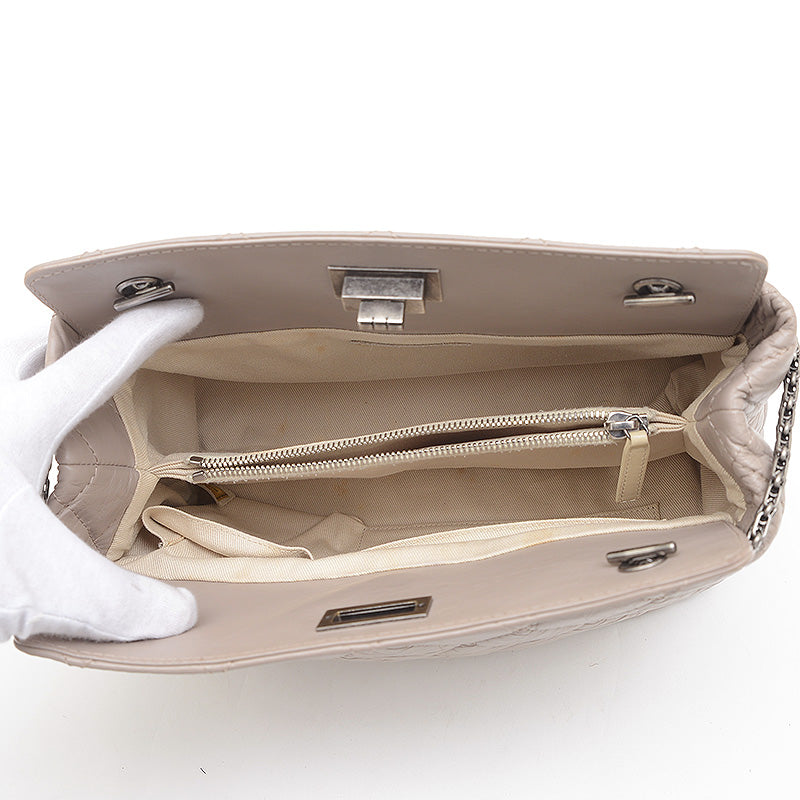 2.55 ラージ チェーンショルダーバッグ ヴィンテージカーフ グレー シルバー金具 ショルダーバッグ